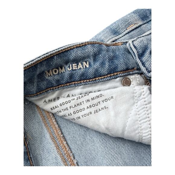 AMERICAN EAGLE Womens Size 0 Regular Ripped Destroyed High Rise Mom Blue Jeans - Picture 7 of 7